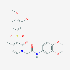 molecular formula C25H26N2O8S B2574716 N-(2,3-dihydro-1,4-benzodioxin-6-yl)-2-[3-(3,4-dimethoxybenzenesulfonyl)-4,6-dimethyl-2-oxo-1,2-dihydropyridin-1-yl]acetamide CAS No. 1185068-95-4