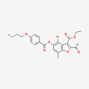 molecular formula C24H23BrO7 B2574738 ETHYL 4-BROMO-5-(4-BUTOXYBENZOYLOXY)-2-FORMYL-7-METHYL-1-BENZOFURAN-3-CARBOXYLATE CAS No. 324538-88-7