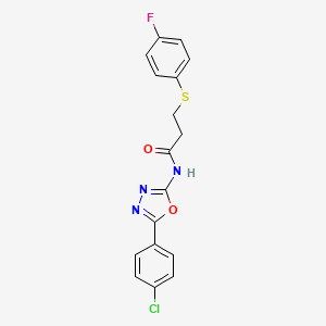 molecular formula C17H13ClFN3O2S B2574775 N-[5-(4-chlorophenyl)-1,3,4-oxadiazol-2-yl]-3-[(4-fluorophenyl)sulfanyl]propanamide CAS No. 896019-66-2