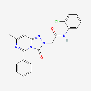 molecular formula C20H16ClN5O2 B2574792 N-(2-chlorophenyl)-2-{7-methyl-3-oxo-5-phenyl-2H,3H-[1,2,4]triazolo[4,3-c]pyrimidin-2-yl}acetamide CAS No. 1251683-87-0