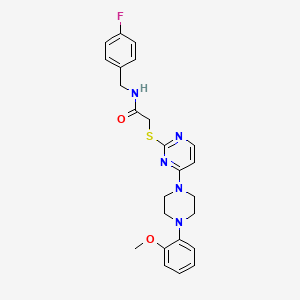 molecular formula C24H26FN5O2S B2574857 N-[(4-fluorophenyl)methyl]-2-({4-[4-(2-methoxyphenyl)piperazin-1-yl]pyrimidin-2-yl}sulfanyl)acetamide CAS No. 1116036-96-4