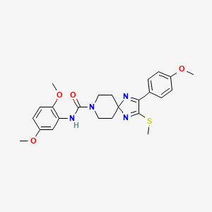 molecular formula C24H28N4O4S B2574858 N-(2,5-dimethoxyphenyl)-2-(4-methoxyphenyl)-3-(methylsulfanyl)-1,4,8-triazaspiro[4.5]deca-1,3-diene-8-carboxamide CAS No. 894885-18-8