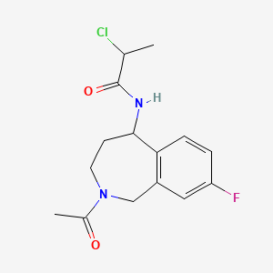 molecular formula C15H18ClFN2O2 B2574891 N-(2-acetyl-8-fluoro-2,3,4,5-tetrahydro-1H-2-benzazepin-5-yl)-2-chloropropanamide CAS No. 2411298-87-6