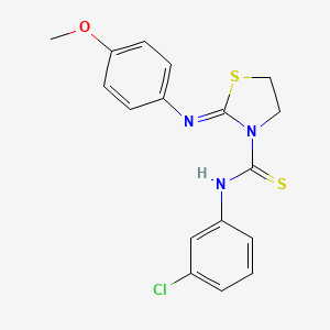 molecular formula C17H16ClN3OS2 B2574909 N-(3-chlorophenyl)-2-[(4-methoxyphenyl)imino]-1,3-thiazolane-3-carbothioamide CAS No. 73316-87-7