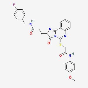 molecular formula C29H26FN5O4S B2574920 N-[(4-fluorophenyl)methyl]-3-[5-({[(4-methoxyphenyl)carbamoyl]methyl}sulfanyl)-3-oxo-2H,3H-imidazo[1,2-c]quinazolin-2-yl]propanamide CAS No. 1042727-30-9