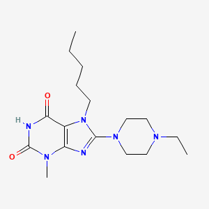 molecular formula C17H28N6O2 B2574953 8-(4-ethylpiperazin-1-yl)-3-methyl-7-pentyl-1H-purine-2,6(3H,7H)-dione CAS No. 476481-82-0