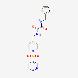 molecular formula C18H22N4O4S2 B2574970 N'-{[1-(pyridine-3-sulfonyl)piperidin-4-yl]methyl}-N-[(thiophen-2-yl)methyl]ethanediamide CAS No. 1428351-60-3