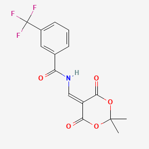 molecular formula C15H12F3NO5 B2574983 N-[(2,2-dimethyl-4,6-dioxo-1,3-dioxan-5-yliden)methyl]-3-(trifluoromethyl)benzenecarboxamide CAS No. 477885-72-6