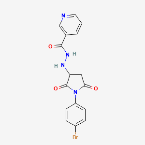 molecular formula C16H13BrN4O3 B2575017 N'-[1-(4-bromophenyl)-2,5-dioxopyrrolidin-3-yl]pyridine-3-carbohydrazide CAS No. 957265-96-2