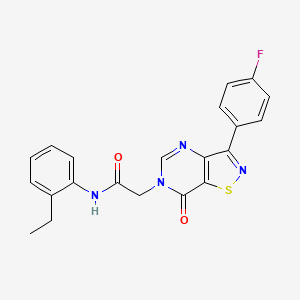 molecular formula C21H17FN4O2S B2575041 N-(2-ethylphenyl)-2-[3-(4-fluorophenyl)-7-oxo-6H,7H-[1,2]thiazolo[4,5-d]pyrimidin-6-yl]acetamide CAS No. 1113120-87-8