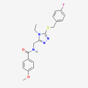 molecular formula C20H21FN4O2S B2575115 N-[(4-ethyl-5-{[(4-fluorophenyl)methyl]sulfanyl}-4H-1,2,4-triazol-3-yl)methyl]-4-methoxybenzamide CAS No. 476449-10-2