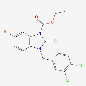molecular formula C17H13BrCl2N2O3 B2575123 ethyl 6-bromo-3-(3,4-dichlorobenzyl)-2-oxo-2,3-dihydro-1H-1,3-benzimidazole-1-carboxylate CAS No. 339013-63-7