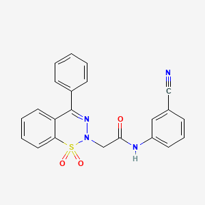 molecular formula C22H16N4O3S B2575142 N-(3-cyanophenyl)-2-(1,1-dioxido-4-phenyl-2H-benzo[e][1,2,3]thiadiazin-2-yl)acetamide CAS No. 1019156-77-4