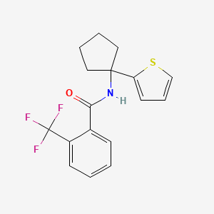 molecular formula C17H16F3NOS B2575144 N-(1-(thiophen-2-yl)cyclopentyl)-2-(trifluoromethyl)benzamide CAS No. 2034331-34-3