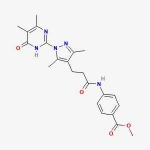molecular formula C22H25N5O4 B2575149 methyl 4-(3-(1-(4,5-dimethyl-6-oxo-1,6-dihydropyrimidin-2-yl)-3,5-dimethyl-1H-pyrazol-4-yl)propanamido)benzoate CAS No. 1171215-00-1