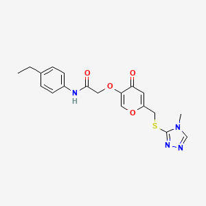 molecular formula C19H20N4O4S B2575184 N-(4-ethylphenyl)-2-[(6-{[(4-methyl-4H-1,2,4-triazol-3-yl)sulfanyl]methyl}-4-oxo-4H-pyran-3-yl)oxy]acetamide CAS No. 899984-39-5