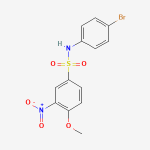 molecular formula C13H11BrN2O5S B2575203 N-(4-bromophenyl)-4-methoxy-3-nitrobenzene-1-sulfonamide CAS No. 881286-38-0