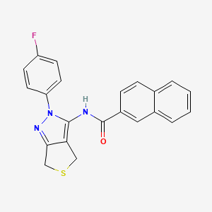 molecular formula C22H16FN3OS B2575215 N-(2-(4-fluorophenyl)-4,6-dihydro-2H-thieno[3,4-c]pyrazol-3-yl)-2-naphthamide CAS No. 681268-75-7