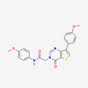 molecular formula C22H19N3O4S B2575240 N-(4-methoxyphenyl)-2-[7-(4-methoxyphenyl)-4-oxo-3H,4H-thieno[3,2-d]pyrimidin-3-yl]acetamide CAS No. 1207000-51-8
