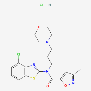 molecular formula C19H22Cl2N4O3S B2575266 N-(4-CHLORO-1,3-BENZOTHIAZOL-2-YL)-3-METHYL-N-[3-(MORPHOLIN-4-YL)PROPYL]-1,2-OXAZOLE-5-CARBOXAMIDE HYDROCHLORIDE CAS No. 1215606-37-3