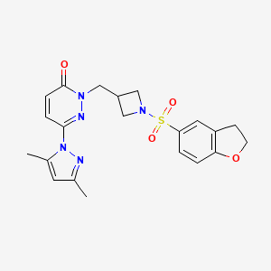 molecular formula C21H23N5O4S B2575278 2-{[1-(2,3-dihydro-1-benzofuran-5-sulfonyl)azetidin-3-yl]methyl}-6-(3,5-dimethyl-1H-pyrazol-1-yl)-2,3-dihydropyridazin-3-one CAS No. 2178772-27-3