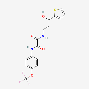 molecular formula C16H15F3N2O4S B2575298 N-[3-HYDROXY-3-(THIOPHEN-2-YL)PROPYL]-N'-[4-(TRIFLUOROMETHOXY)PHENYL]ETHANEDIAMIDE CAS No. 1421475-30-0