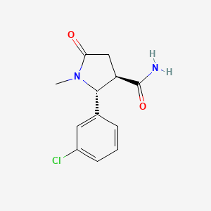 2-(3-Chlorophenyl)-1-methyl-5-oxopyrrolidine-3-carboxamide, trans
