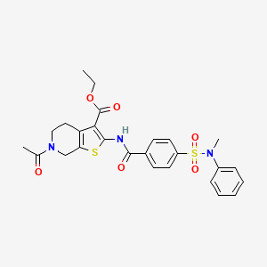 ethyl 6-acetyl-2-[[4-[methyl(phenyl)sulfamoyl]benzoyl]amino]-5,7-dihydro-4H-thieno[2,3-c]pyridine-3-carboxylate