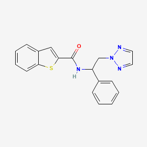 molecular formula C19H16N4OS B2575419 N-[1-phenyl-2-(2H-1,2,3-triazol-2-yl)ethyl]-1-benzothiophene-2-carboxamide CAS No. 2320859-76-3