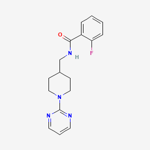 molecular formula C17H19FN4O B2575429 2-fluoro-N-((1-(pyrimidin-2-yl)piperidin-4-yl)methyl)benzamide CAS No. 1234863-45-6