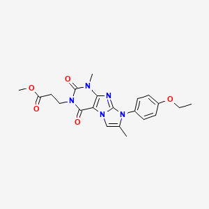 molecular formula C21H23N5O5 B2575463 methyl 3-(8-(4-ethoxyphenyl)-1,7-dimethyl-2,4-dioxo-1H-imidazo[2,1-f]purin-3(2H,4H,8H)-yl)propanoate CAS No. 887466-87-7
