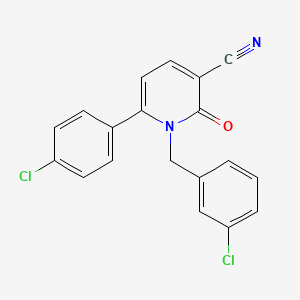 molecular formula C19H12Cl2N2O B2575473 1-(3-Chlorobenzyl)-6-(4-chlorophenyl)-2-oxo-1,2-dihydro-3-pyridinecarbonitrile CAS No. 339109-55-6