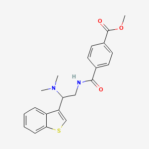 molecular formula C21H22N2O3S B2575478 Methyl 4-((2-(benzo[b]thiophen-3-yl)-2-(dimethylamino)ethyl)carbamoyl)benzoate CAS No. 2034300-04-2