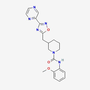molecular formula C20H22N6O3 B2575491 N-(2-methoxyphenyl)-3-((3-(pyrazin-2-yl)-1,2,4-oxadiazol-5-yl)methyl)piperidine-1-carboxamide CAS No. 1705461-65-9