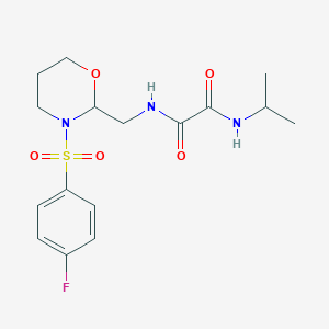 molecular formula C16H22FN3O5S B2575495 N'-{[3-(4-fluorobenzenesulfonyl)-1,3-oxazinan-2-yl]methyl}-N-(propan-2-yl)ethanediamide CAS No. 872976-12-0