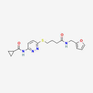 molecular formula C17H20N4O3S B2575503 N-(6-((4-((furan-2-ylmethyl)amino)-4-oxobutyl)thio)pyridazin-3-yl)cyclopropanecarboxamide CAS No. 1040648-11-0