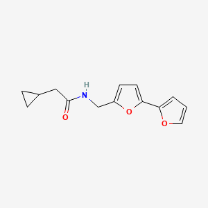 molecular formula C14H15NO3 B2575542 N-([2,2'-bifuran]-5-ylmethyl)-2-cyclopropylacetamide CAS No. 2034437-27-7