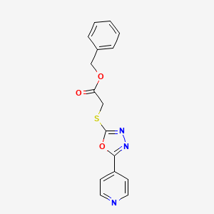 molecular formula C16H13N3O3S B2575553 benzyl 2-{[5-(pyridin-4-yl)-1,3,4-oxadiazol-2-yl]sulfanyl}acetate CAS No. 896376-66-2