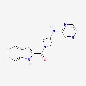 molecular formula C16H15N5O B2575569 N-[1-(1H-indole-2-carbonyl)azetidin-3-yl]pyrazin-2-amine CAS No. 2191215-97-9
