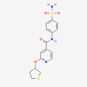 molecular formula C16H17N3O4S2 B2575586 N-(4-sulfamoylphenyl)-2-(thiolan-3-yloxy)pyridine-4-carboxamide CAS No. 2034361-04-9