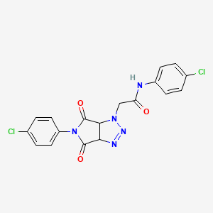 molecular formula C18H13Cl2N5O3 B2575678 N-(4-chlorophenyl)-2-[5-(4-chlorophenyl)-4,6-dioxo-1H,3aH,4H,5H,6H,6aH-pyrrolo[3,4-d][1,2,3]triazol-1-yl]acetamide CAS No. 1024310-96-0