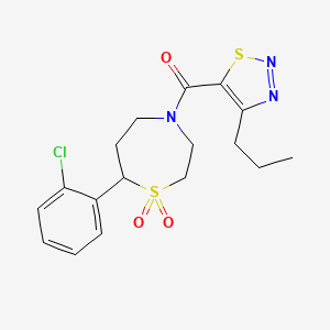 molecular formula C17H20ClN3O3S2 B2575761 (7-(2-Chlorophenyl)-1,1-dioxido-1,4-thiazepan-4-yl)(4-propyl-1,2,3-thiadiazol-5-yl)methanone CAS No. 2034330-67-9