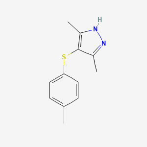 molecular formula C12H14N2S B2575772 3,5-Dimethyl-4-P-tolylsulfanyl-1H-pyrazole CAS No. 385405-23-2