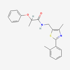 molecular formula C21H22N2O2S B2575787 N-((4-methyl-2-(o-tolyl)thiazol-5-yl)methyl)-2-phenoxypropanamide CAS No. 1706105-30-7
