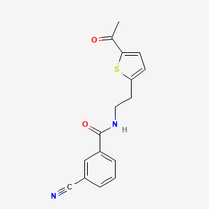 molecular formula C16H14N2O2S B2575795 N-(2-(5-acetylthiophen-2-yl)ethyl)-3-cyanobenzamide CAS No. 2034347-57-2