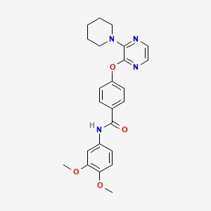 molecular formula C24H26N4O4 B2575806 N-(3,4-dimethoxyphenyl)-4-{[3-(piperidin-1-yl)pyrazin-2-yl]oxy}benzamide CAS No. 1251634-67-9