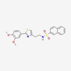 molecular formula C23H22N2O4S2 B2575816 N-(2-(2-(3,4-dimethoxyphenyl)thiazol-4-yl)ethyl)naphthalene-2-sulfonamide CAS No. 863512-35-0