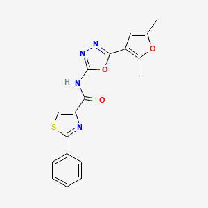 molecular formula C18H14N4O3S B2575818 N-[5-(2,5-dimethylfuran-3-yl)-1,3,4-oxadiazol-2-yl]-2-phenyl-1,3-thiazole-4-carboxamide CAS No. 1334368-74-9