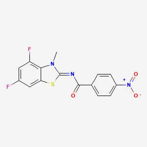 molecular formula C15H9F2N3O3S B2575829 N-[(2Z)-4,6-difluoro-3-methyl-2,3-dihydro-1,3-benzothiazol-2-ylidene]-4-nitrobenzamide CAS No. 868371-03-3