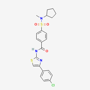 molecular formula C22H22ClN3O3S2 B2575846 N-[4-(4-chlorophenyl)-1,3-thiazol-2-yl]-4-[cyclopentyl(methyl)sulfamoyl]benzamide CAS No. 922989-70-6